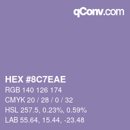 Color code: HEX #8C7EAE | qconv.com