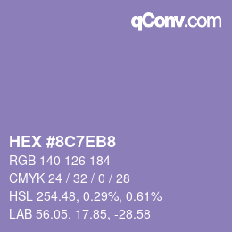 Farbcode: HEX #8C7EB8 | qconv.com