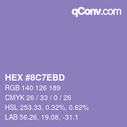 Color code: HEX #8C7EBD | qconv.com