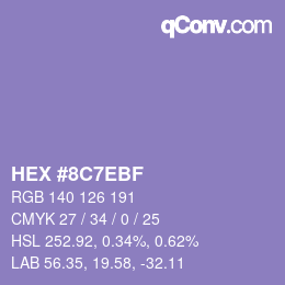 Color code: HEX #8C7EBF | qconv.com