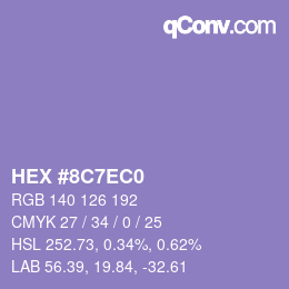 Color code: HEX #8C7EC0 | qconv.com