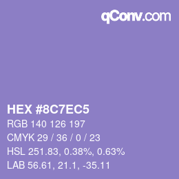 Color code: HEX #8C7EC5 | qconv.com