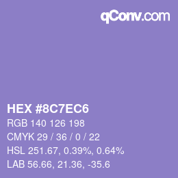 Color code: HEX #8C7EC6 | qconv.com