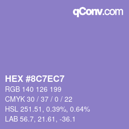 Color code: HEX #8C7EC7 | qconv.com
