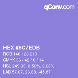 Color code: HEX #8C7EDB | qconv.com