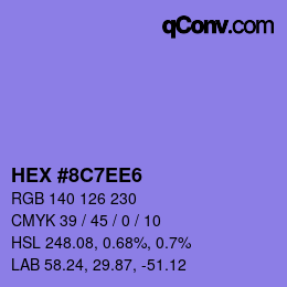 カラーコード: HEX #8C7EE6 | qconv.com