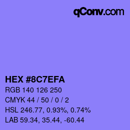 カラーコード: HEX #8C7EFA | qconv.com