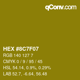 Color code: HEX #8C7F07 | qconv.com