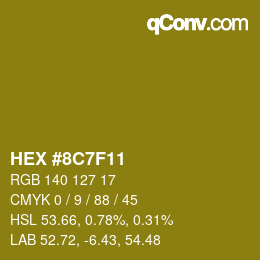 Color code: HEX #8C7F11 | qconv.com