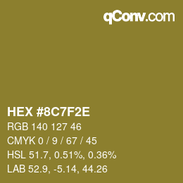 Color code: HEX #8C7F2E | qconv.com