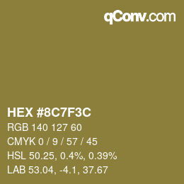 Color code: HEX #8C7F3C | qconv.com