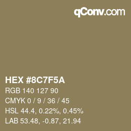 Farbcode: HEX #8C7F5A | qconv.com