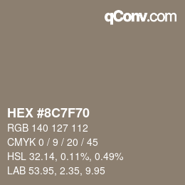 Color code: HEX #8C7F70 | qconv.com