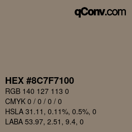 Color code: HEX #8C7F7100 | qconv.com