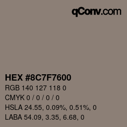 颜色代码: HEX #8C7F7600 | qconv.com