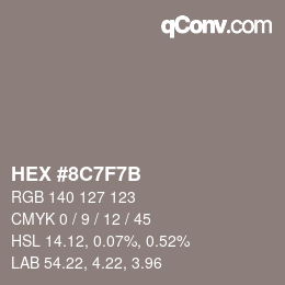 Color code: HEX #8C7F7B | qconv.com