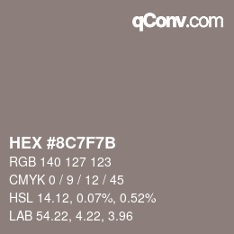 Color code: HEX #8C7F7B | qconv.com