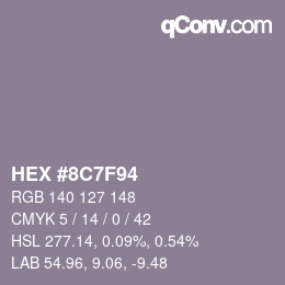 Color code: HEX #8C7F94 | qconv.com