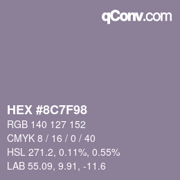 Color code: HEX #8C7F98 | qconv.com