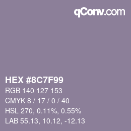 Color code: HEX #8C7F99 | qconv.com