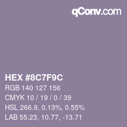 Color code: HEX #8C7F9C | qconv.com