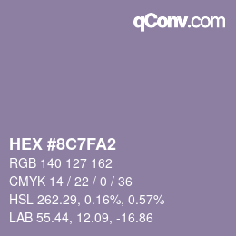 Color code: HEX #8C7FA2 | qconv.com