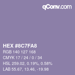 カラーコード: HEX #8C7FA8 | qconv.com