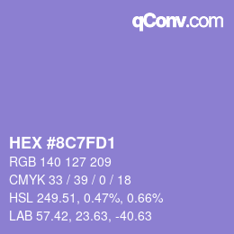 Color code: HEX #8C7FD1 | qconv.com