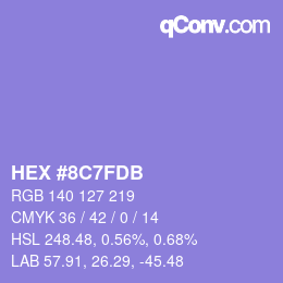 Color code: HEX #8C7FDB | qconv.com