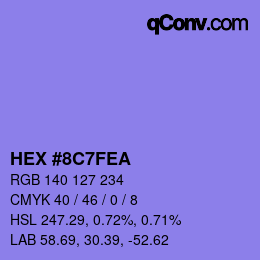 カラーコード: HEX #8C7FEA | qconv.com