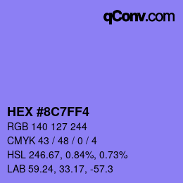 Color code: HEX #8C7FF4 | qconv.com
