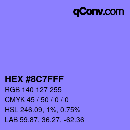 Color code: HEX #8C7FFF | qconv.com