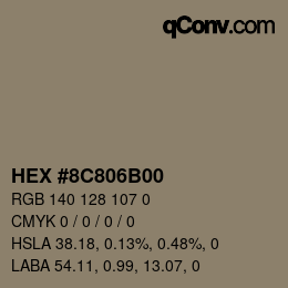 Color code: HEX #8C806B00 | qconv.com