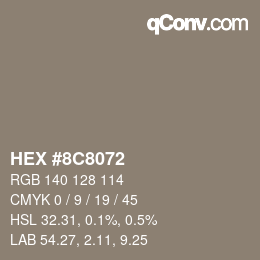 Color code: HEX #8C8072 | qconv.com