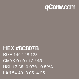 Color code: HEX #8C807B | qconv.com