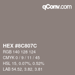 Color code: HEX #8C807C | qconv.com