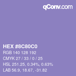 カラーコード: HEX #8C80C0 | qconv.com