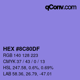 Color code: HEX #8C80DF | qconv.com