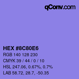 カラーコード: HEX #8C80E6 | qconv.com