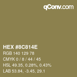 Color code: HEX #8C814E | qconv.com