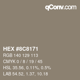 Color code: HEX #8C8171 | qconv.com