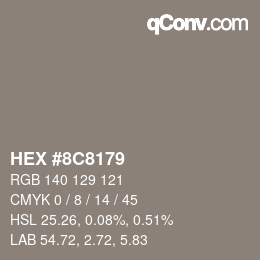 颜色代码: HEX #8C8179 | qconv.com