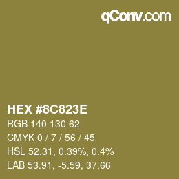 Color code: HEX #8C823E | qconv.com