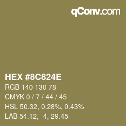 Color code: HEX #8C824E | qconv.com