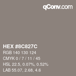 Color code: HEX #8C827C | qconv.com