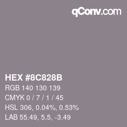 颜色代码: HEX #8C828B | qconv.com