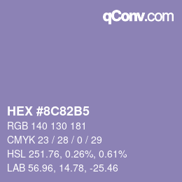 颜色代码: HEX #8C82B5 | qconv.com