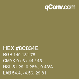 Color code: HEX #8C834E | qconv.com