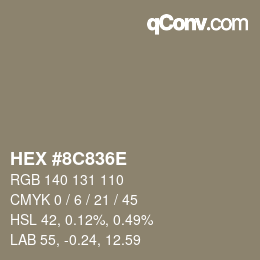 Color code: HEX #8C836E | qconv.com