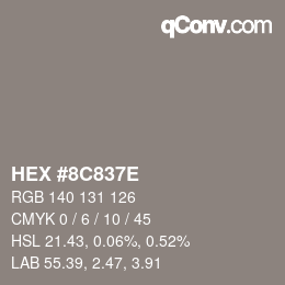 Color code: HEX #8C837E | qconv.com